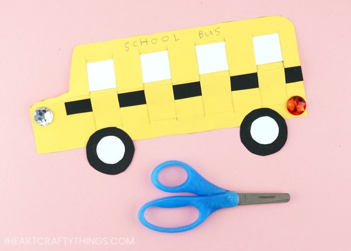 paper weaving school bus craft 3