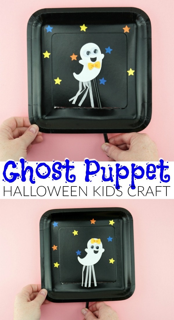 paper plate ghost puppet 4