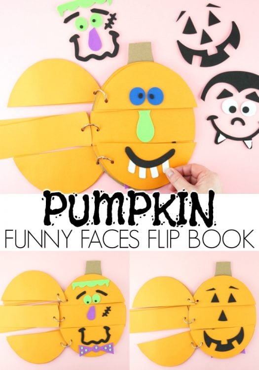 pumpkin funny faces flip book pin