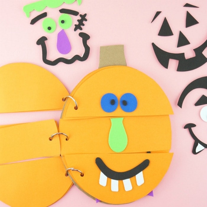 Have a giggly good time making this silly pumpkin faces flip book for Halloween. Fun Halloween activity for kids and Halloween kids craft.