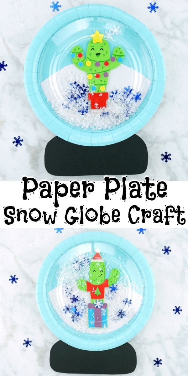 paper plate snow globe craft pin