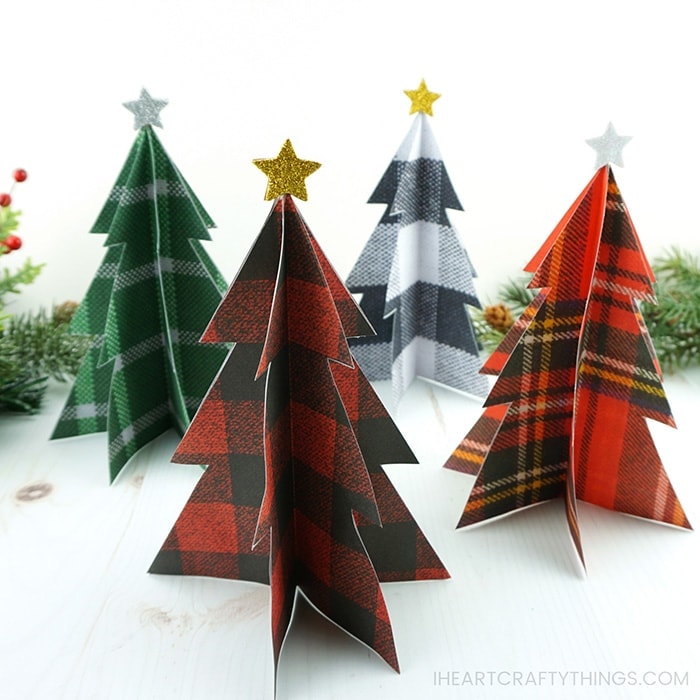 Add to your rustic holiday decor by making a plaid Christmas tree craft. Simple DIY Christmas plaid decor, DIY rustic Christmas decor and Christmas craft.
