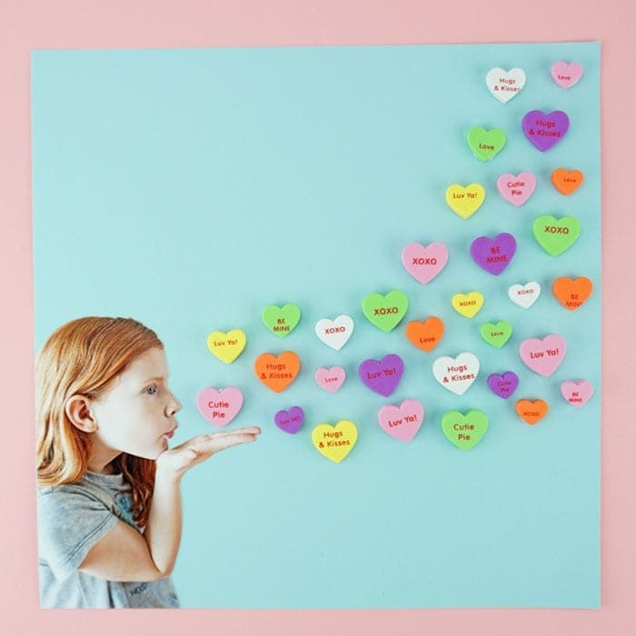 This blowing hearts Valentine craft for kids is super easy to create and makes a fun Valentine's Day keepsake craft for parents or grandparents.