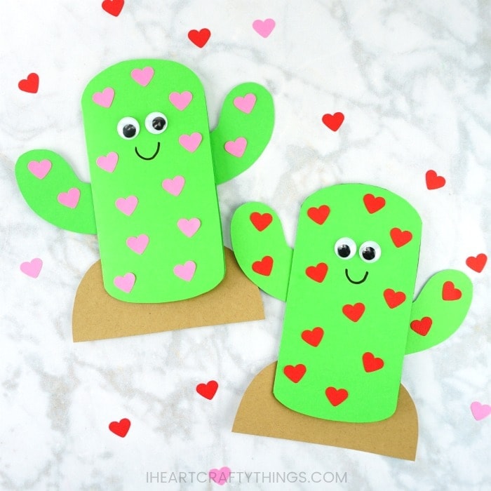 Grab our free template for kids to make this adorable cactus Valentine card this year. Fun Valentine's Day card for kids to make for family or friends.
