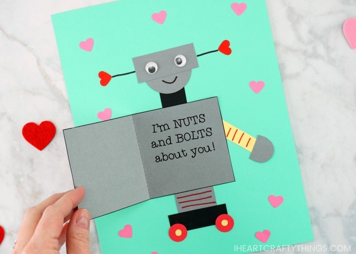 Robot Concertina Valentine Cards & Stickers
