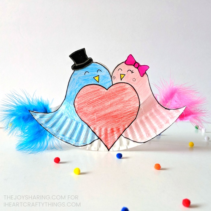 rocking paper plate love birds craft 2