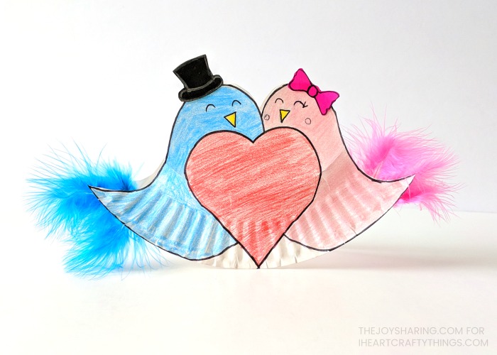 rocking paper plate love birds craft 3