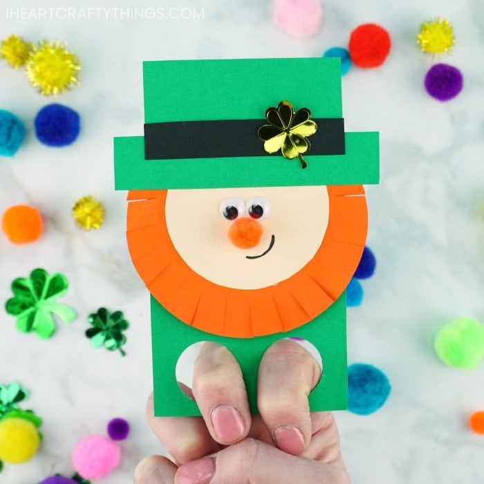 DIY Finger Puppets are the definition of fun for kids! Grab our free leprechaun finger puppets template to make this easy St. Patrick's Day craft for kids.