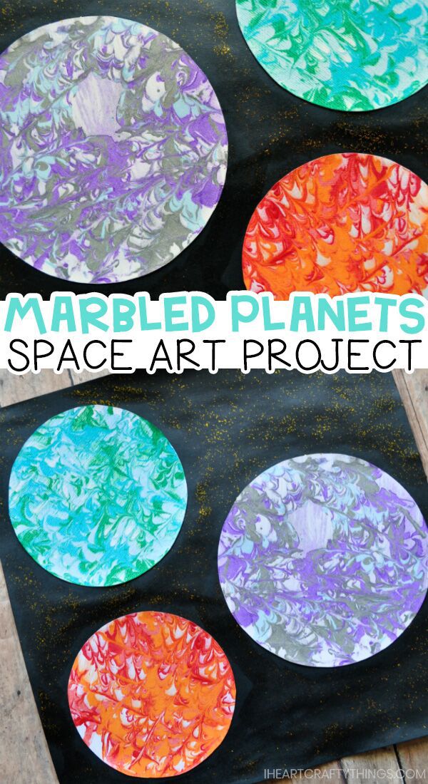 Replicate the surface of planets with this preschool space craft using a unique marbled painting technique!