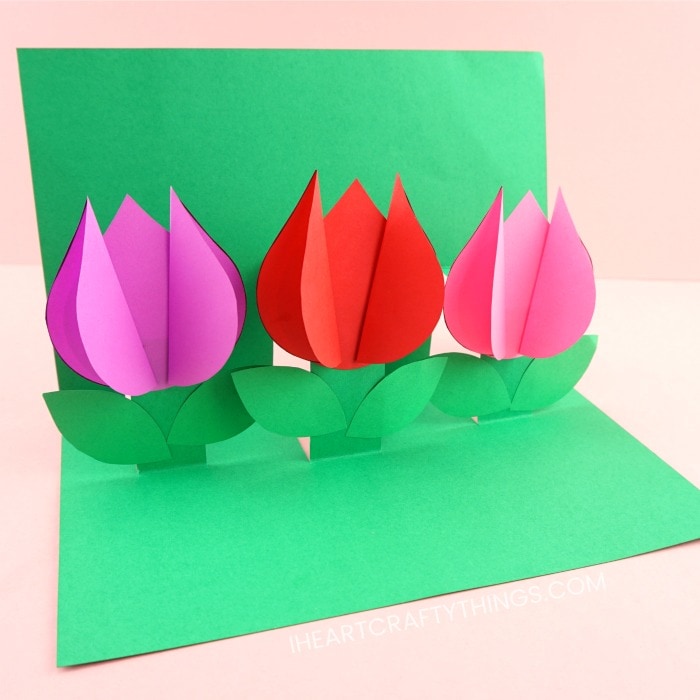 How To Make A Pop Up Flower Card Easy Spring Tulip Craft