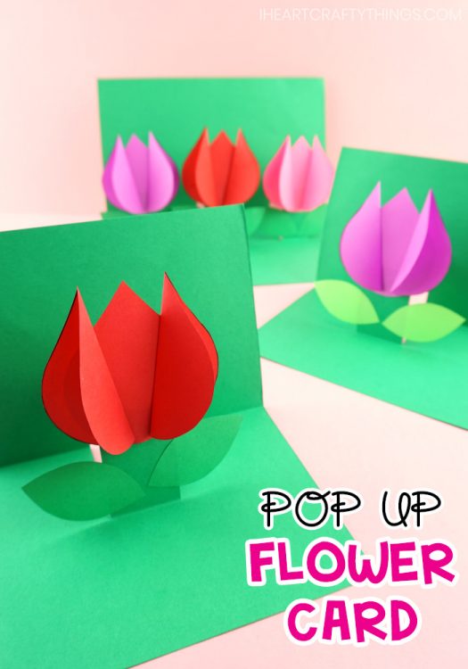 How To Make A Pop Up Flower Card Easy Spring Tulip Craft For Kids
