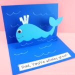 Use our free template to make this adorable whale Father's Day pop up card for a Father's day gift. Simple and easy Father's Day card for kids to make.