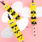 Kids will love making and playing with this paper straw bee puppet. Simple and fun summer crafts for kids with printable template.