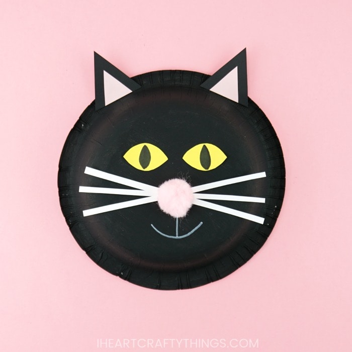 paper bowl black cat halloween craft ideas