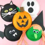 5 fun and easy Halloween craft ideas for kids! Learn how to make a bat, witch, black cat, ghost and Jack-o-Lantern with a paper bowl and some creativity!