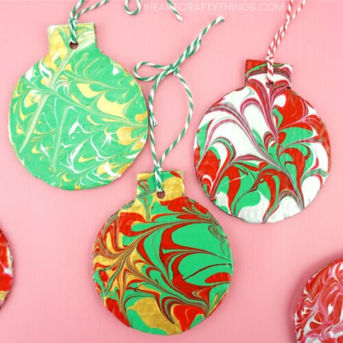 Marble Christmas Ornaments - I Heart Crafty Things