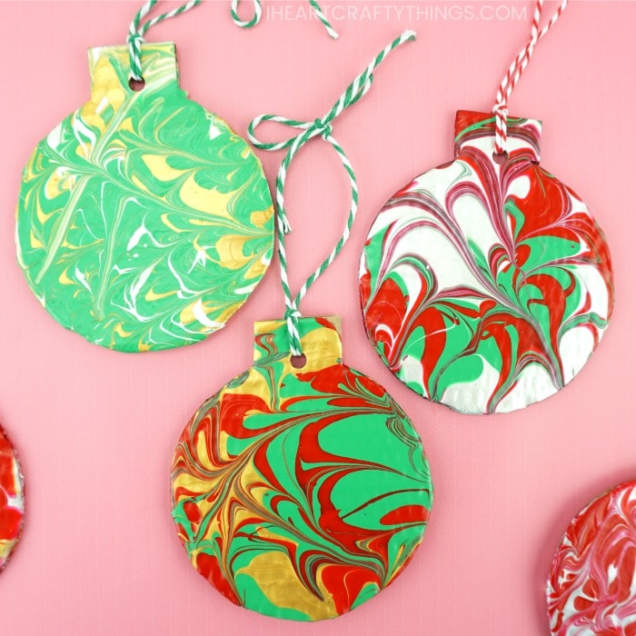 DIY Marble Paint Ornaments & Our Office Christmas Tree - Life On