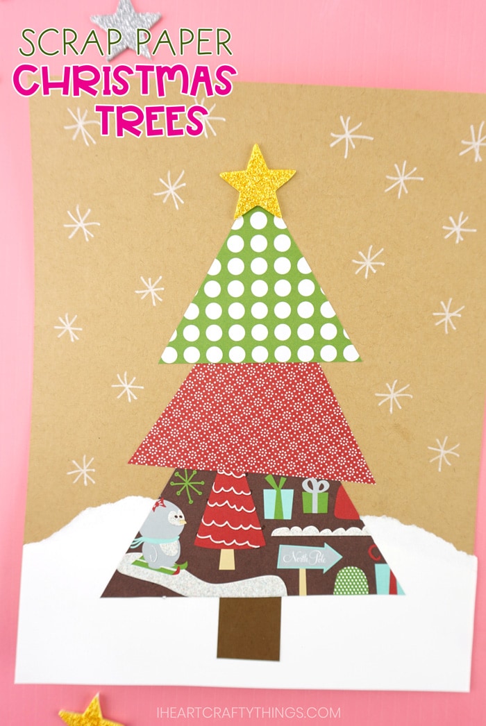 Easy Paper Scrap Christmas Tree Craft For Kids Free Template