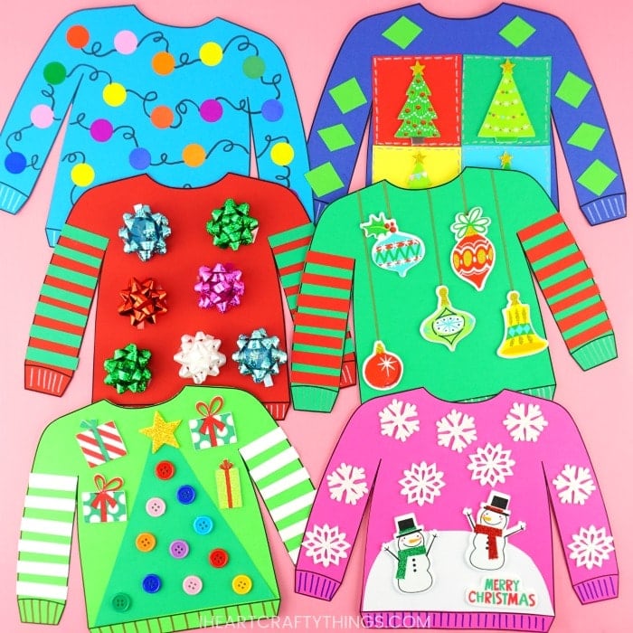 Download Best Ugly Christmas Sweater Craft Activity Free Sweater Template SVG Cut Files