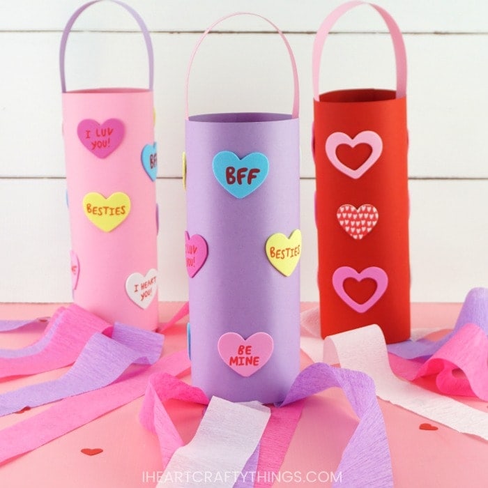 Valentine's Day Hearts Decorated with Foam Stickers - Crafty Mama