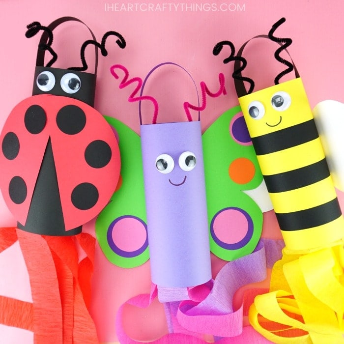 ladybug, butterfly and bee spring windsock crafts
