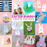 collage image of easter bunny crafts for kids
