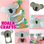 square collage image featuring six easy koala crafts for kids to make