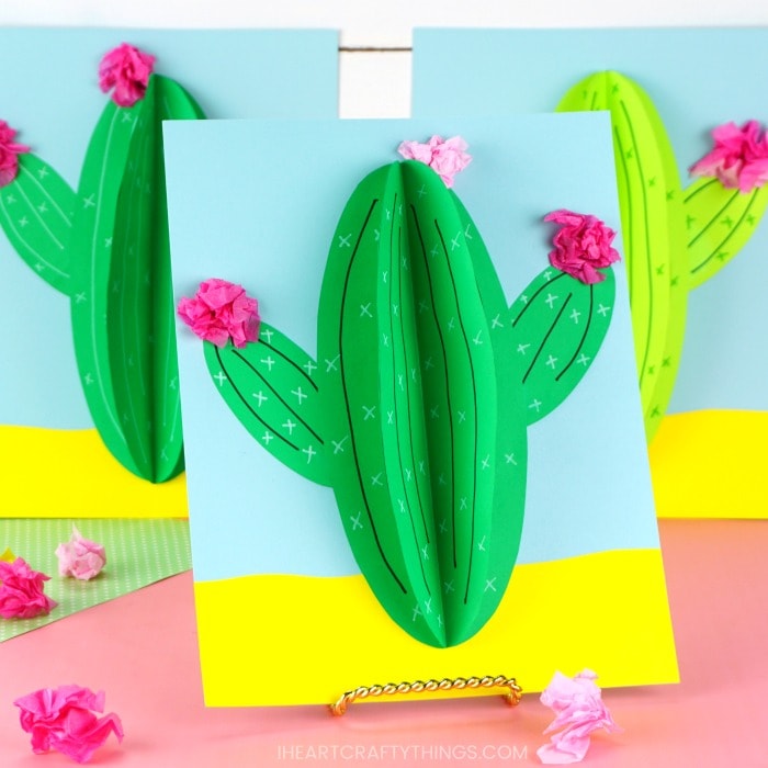 an assortment of 3-D paper cactus crafts  by i heart crafty things