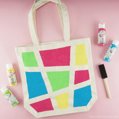 Geometric Canvas Bag Painting Craft Fun Sleepover Craft For Kids I