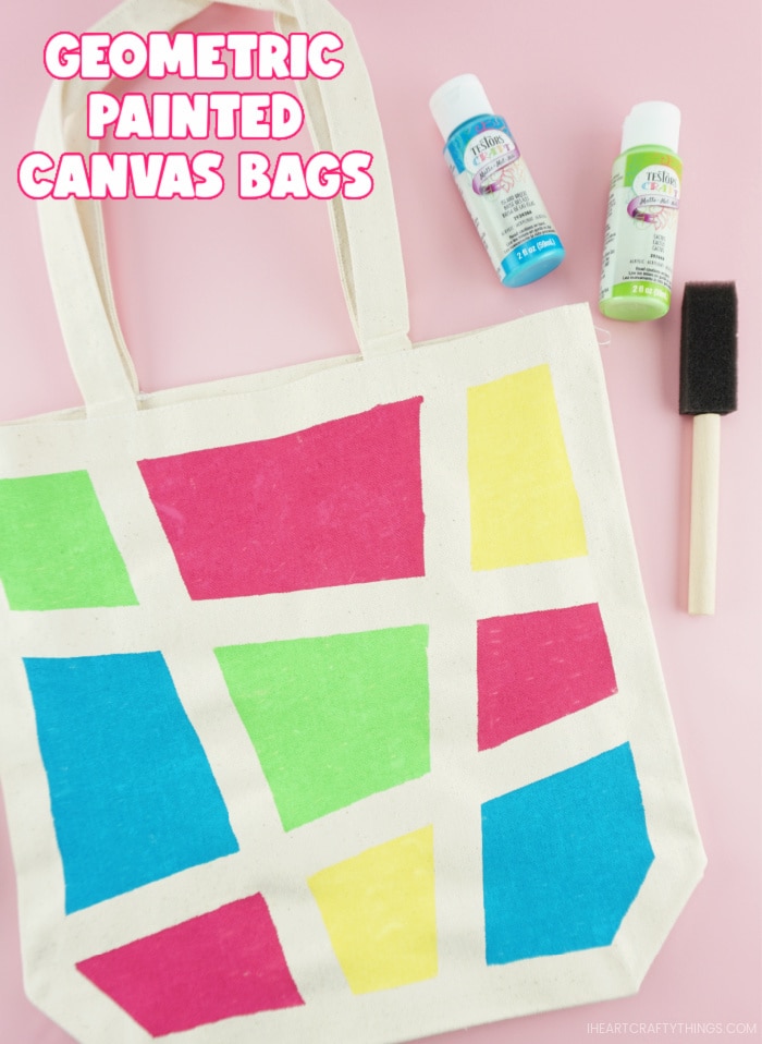 Geometric Canvas Bag Painting Craft Fun Sleepover Craft For Kids