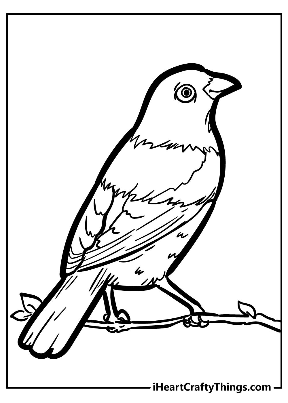 Simple coloring page for kids 4-8 age white and black, bird on a