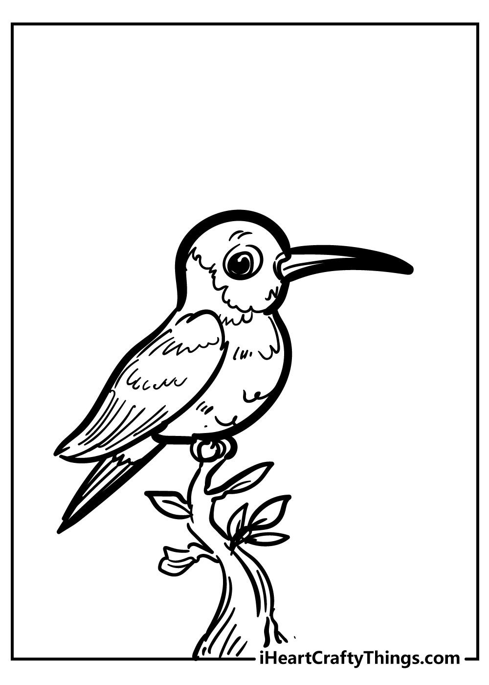 Simple coloring page for kids 4-8 age white and black, bird on a