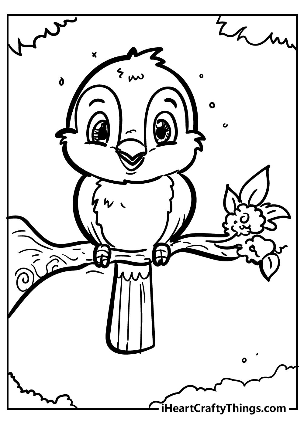 cute flying bird coloring page