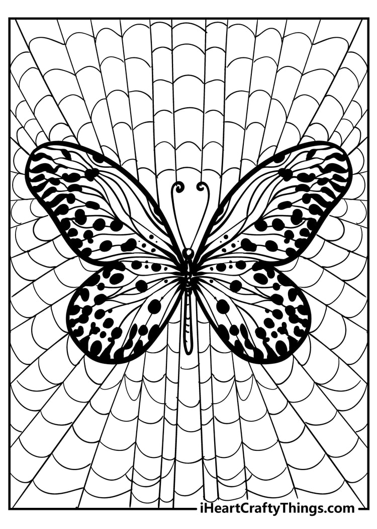 Detailed Coloring Books For Kids: Butterflies: Black Background