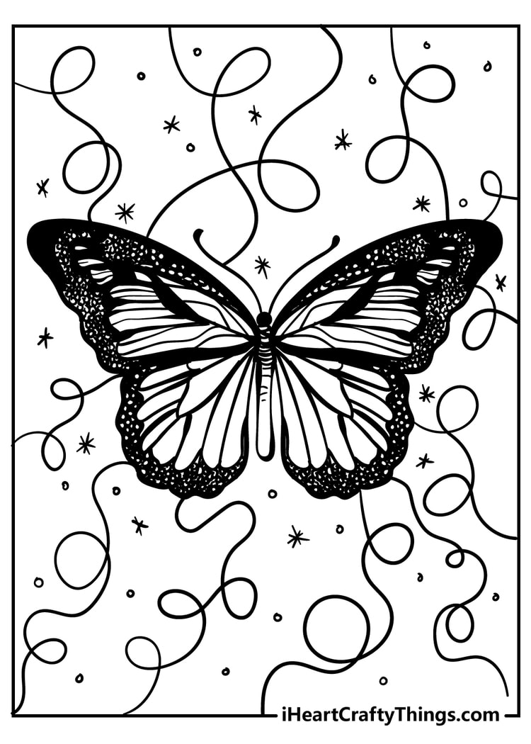 simple butterfly and flower coloring pages