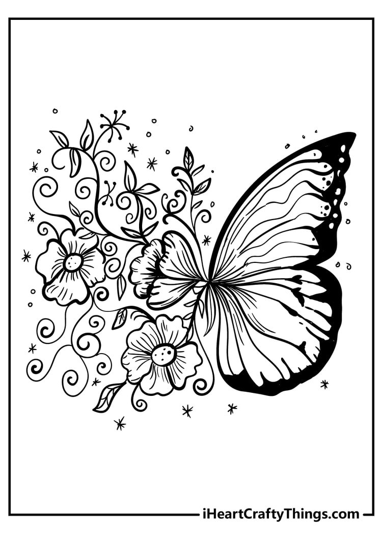Easy Butterfly Coloring Pages for kids free printable
