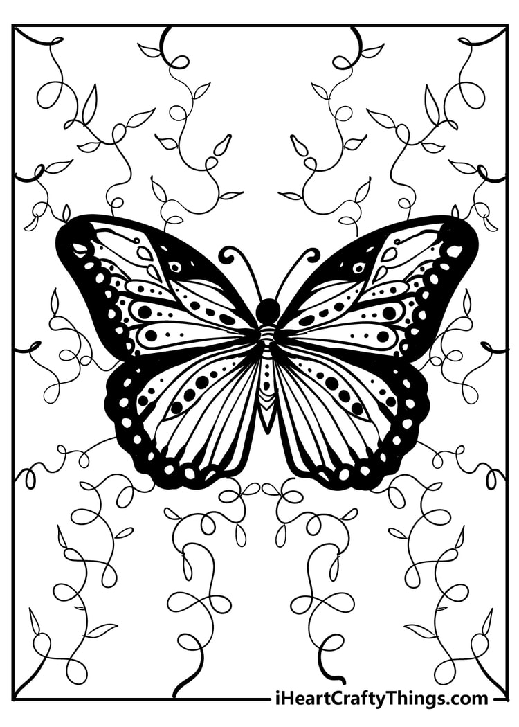 black-and-white free pdf Butterfly Coloring Pages