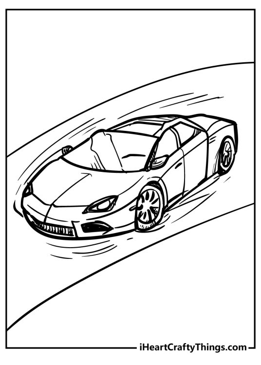 Picture of a car with lots of lines around it which makes it look like it is turning and swerving wildly
