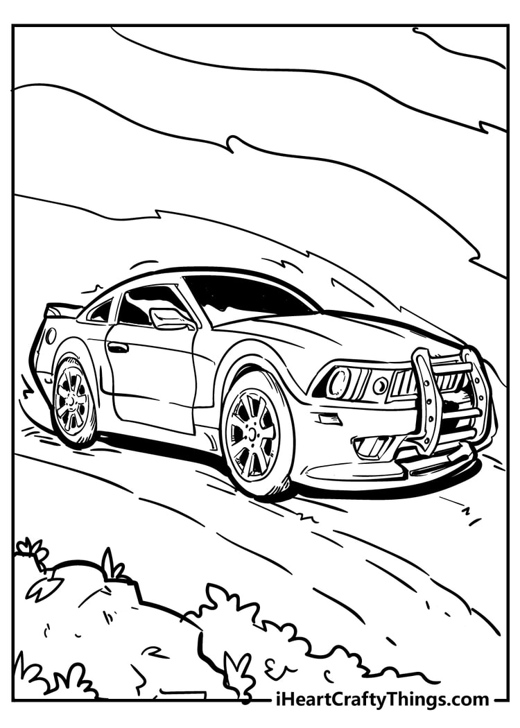 Mustang car coloring template