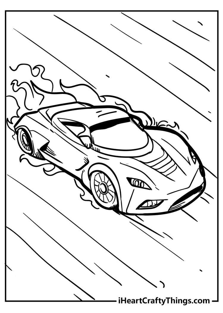 Burnout car coloring page