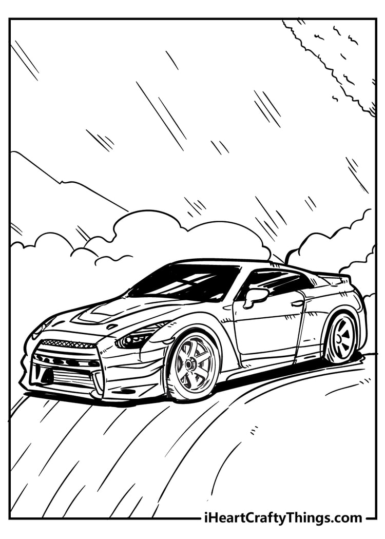 sporty car coloring page