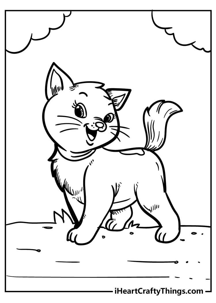 cute cat coloring Original Sheet for children free download