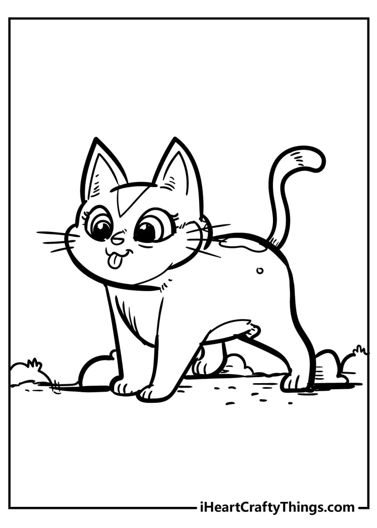 cute cat coloring Sheet for children free download