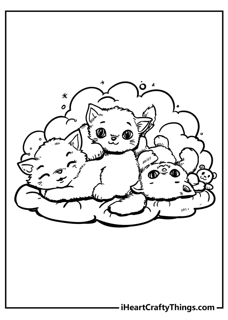 cute cat coloring Sheet for children free download