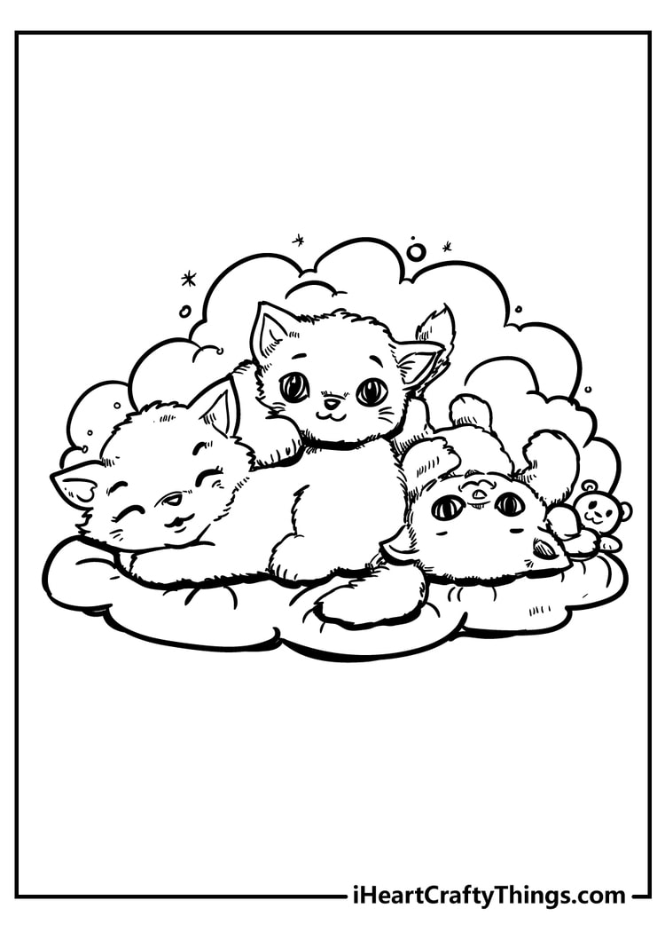 cute cat coloring Sheet