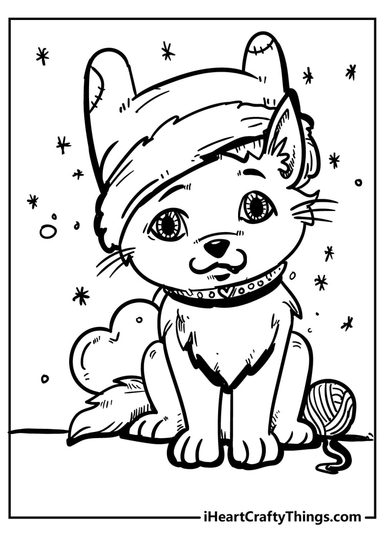 8100 Collections Winter Cat Coloring Pages  Free