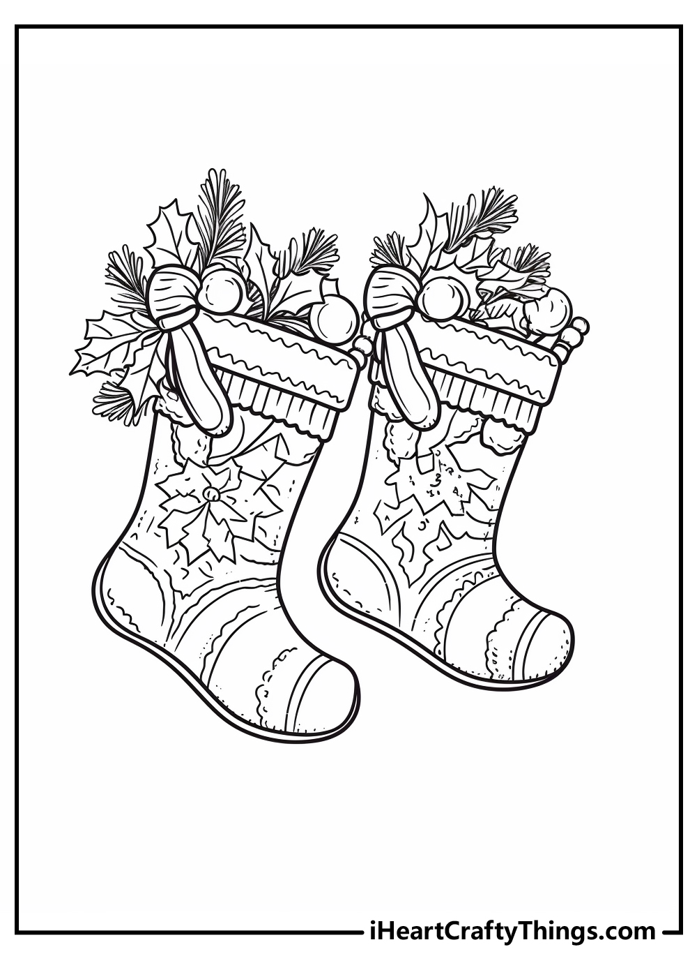 Christmas Stocking Coloring Printable pdf for kids