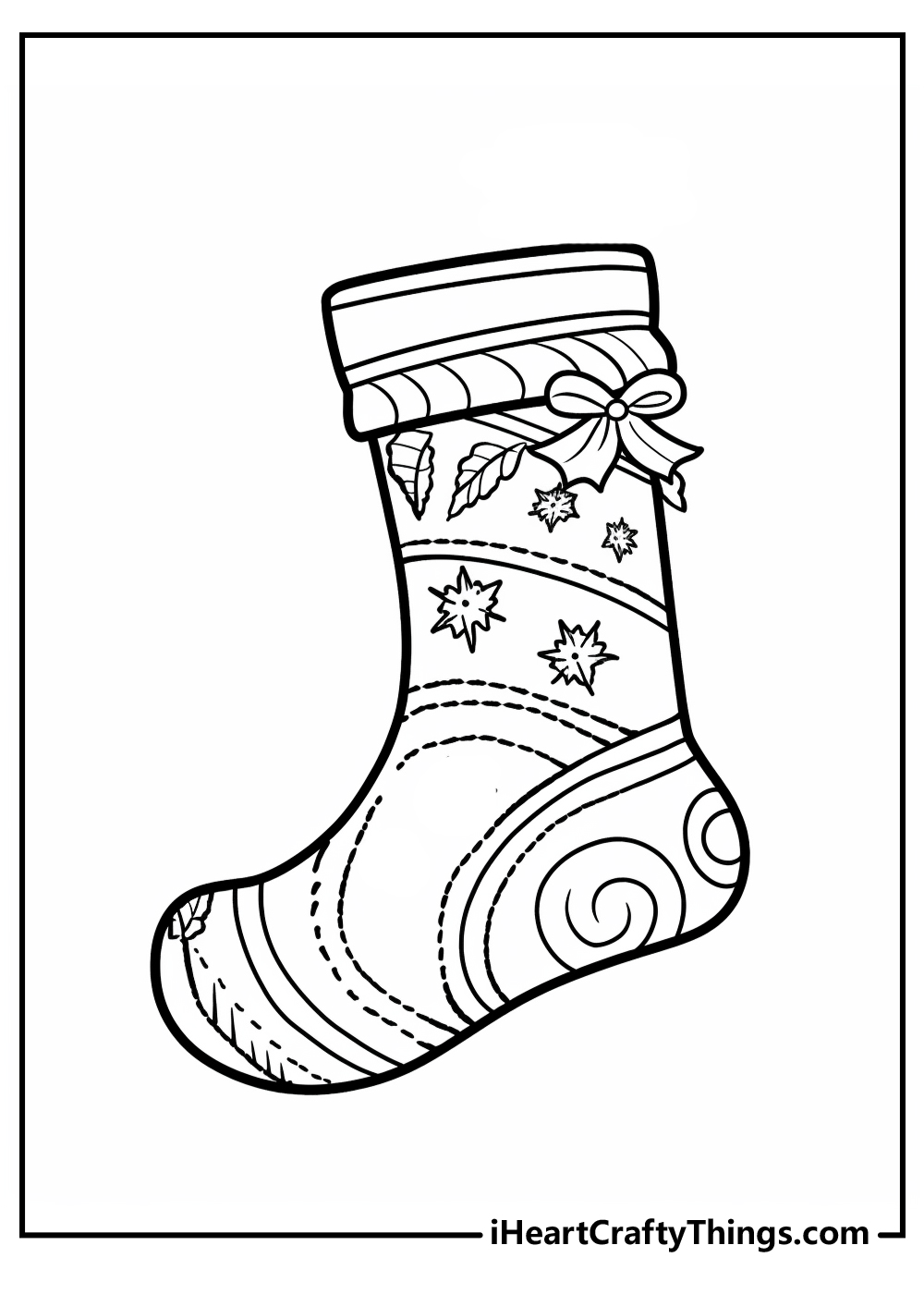 black-and-white Christmas Stocking Coloring Printable