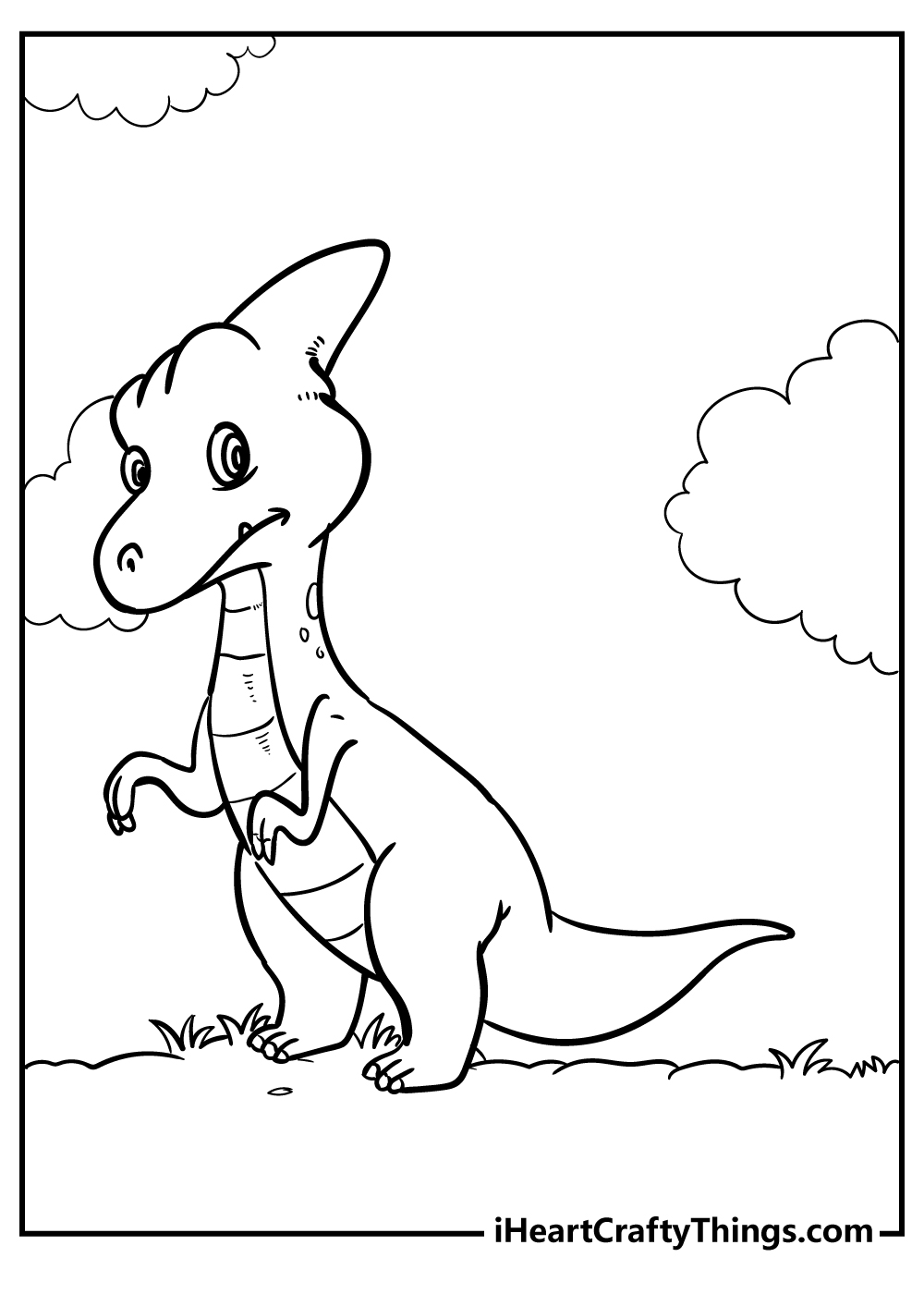 Walking dinosaur coloring page free for kids