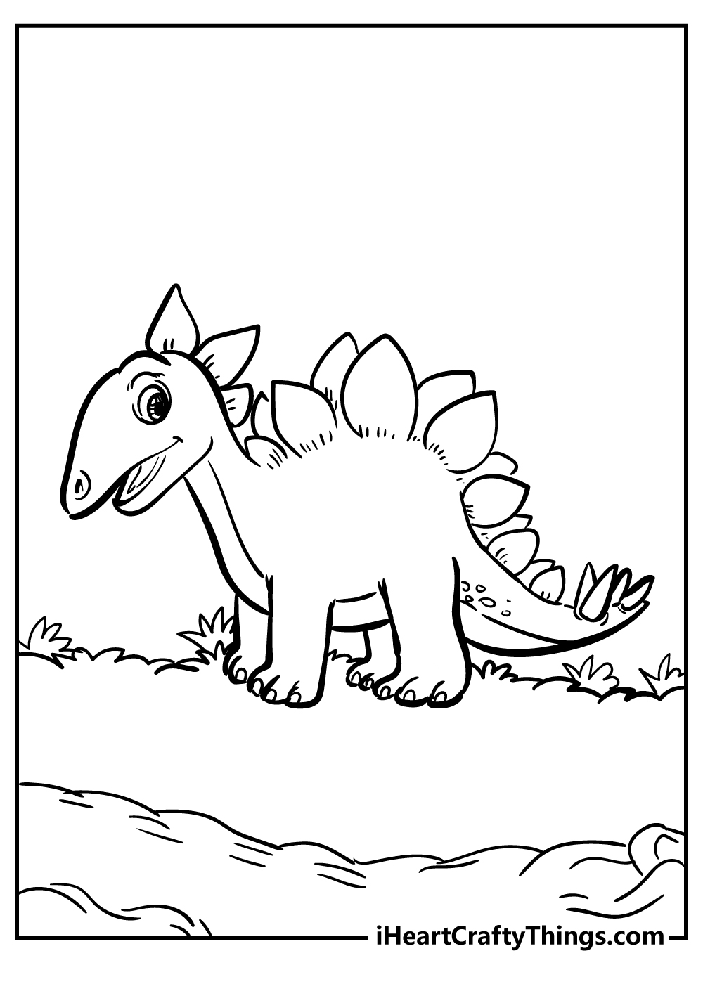 Stegosaurus dinosaur coloring page to print and color for preschool